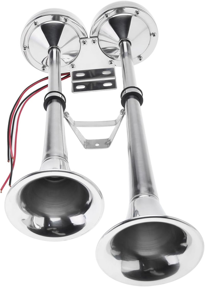 NovelBee 12v Stainless Steel Dual Trumpet Horn,125db Marine Boat Electric Horn for Ship Truck RV Trailer (Low and High Tone) - Image 5
